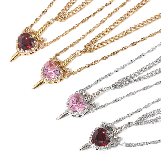 Heart-piercing Couple Necklace Love Dagger