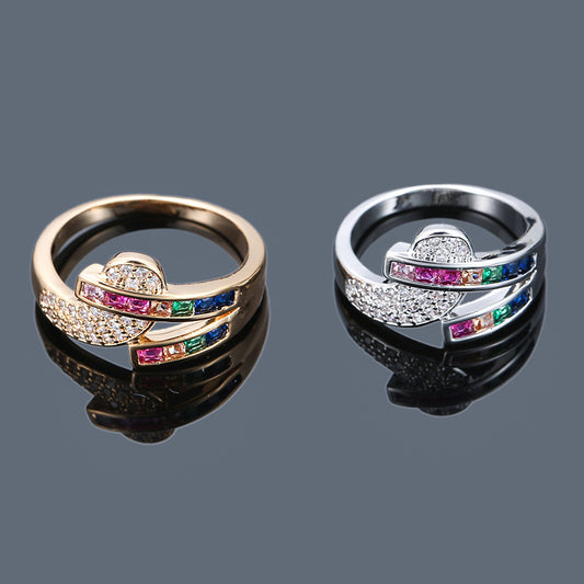 Minimalist Creative Colored Flowers Zircon Ring