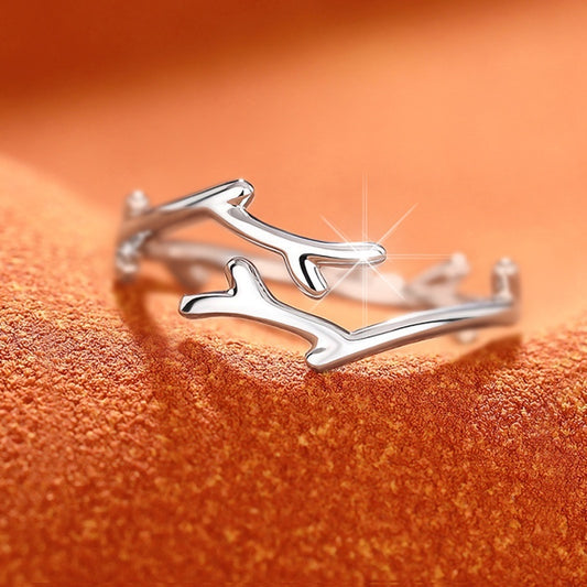 Minimalist Branches Classic Opening Adjustable Ring
