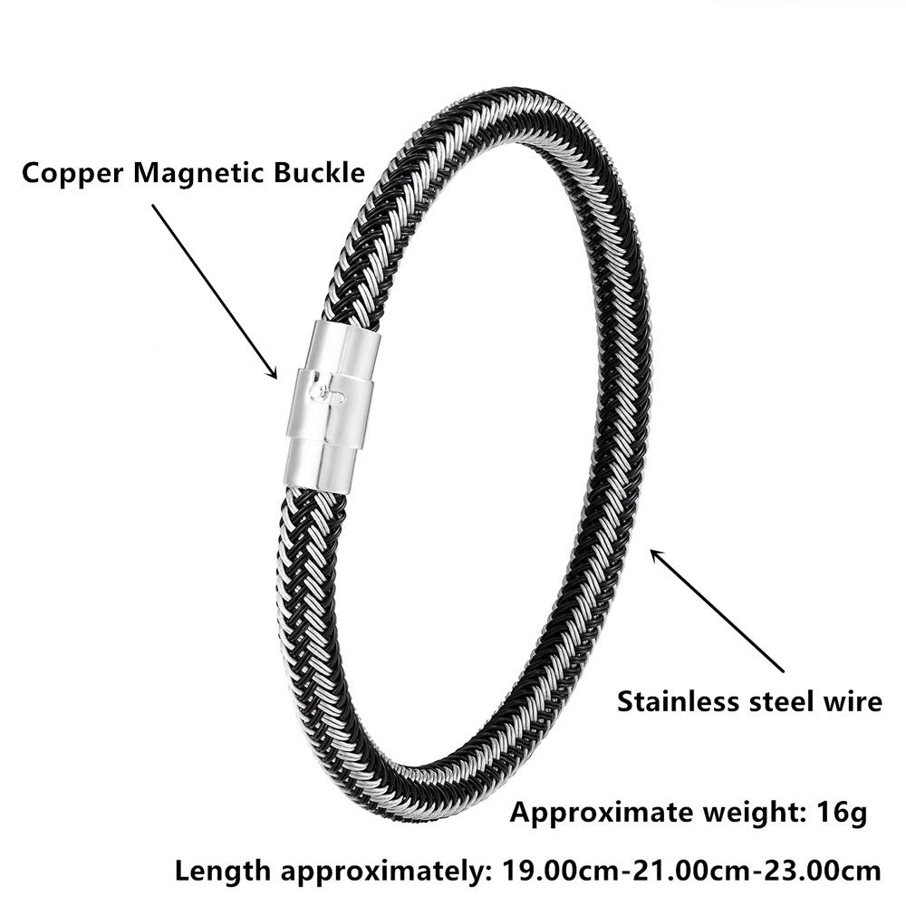 Men's Charm Titanium Steel Wire Bracelet Magnet Socket