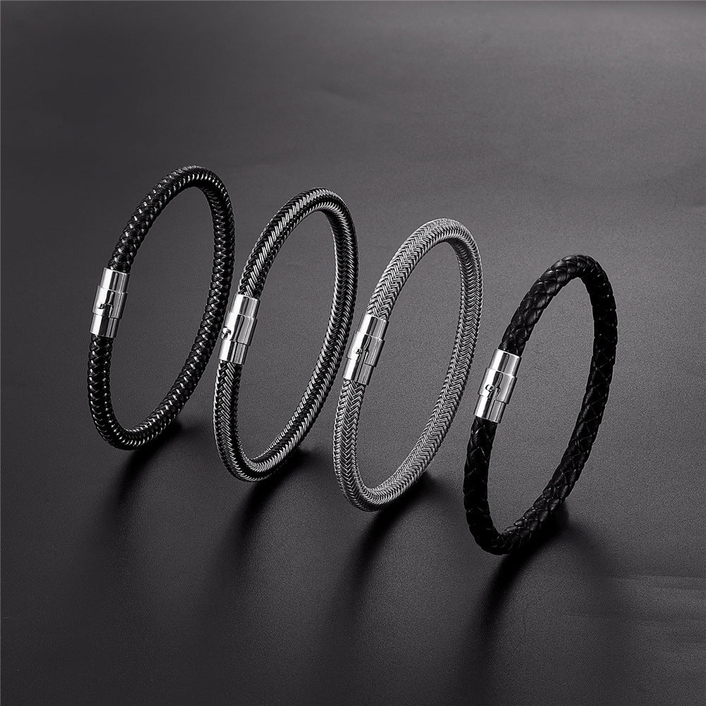 Men's Charm Titanium Steel Wire Bracelet Magnet Socket