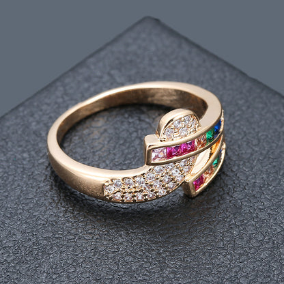 Minimalist Creative Colored Flowers Zircon Ring