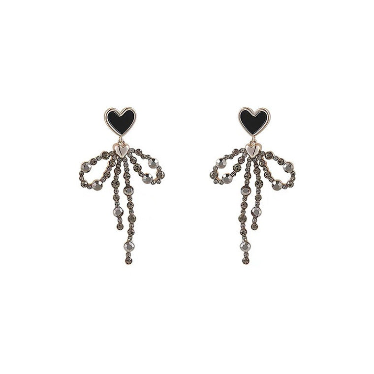 Love Heart Bow Tie Stud Earrings For Women
