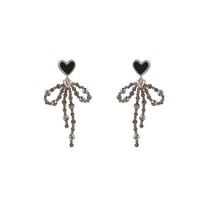 Love Heart Bow Tie Stud Earrings For Women