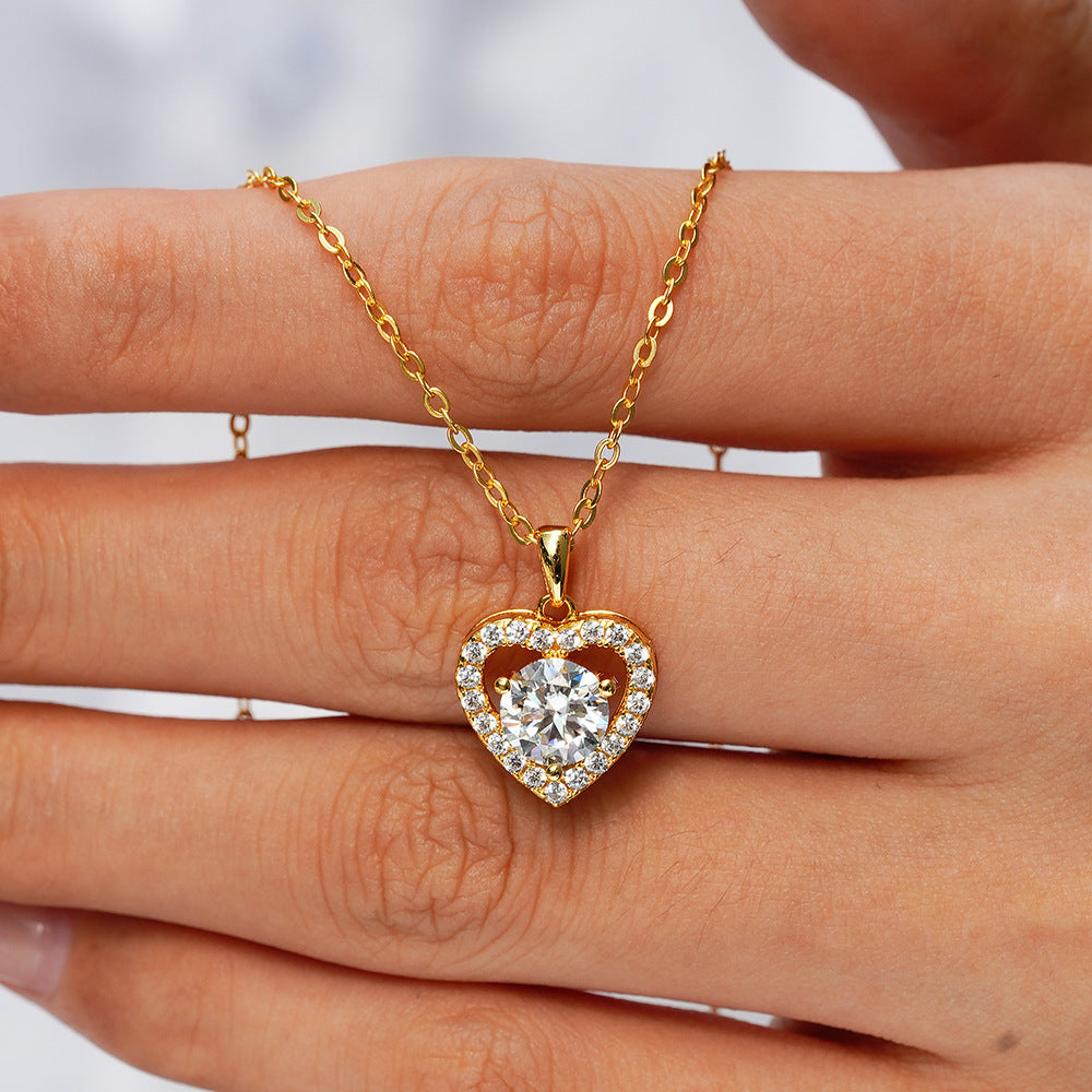 Heart Clavicle Chain Pendant Moissanite Ladies