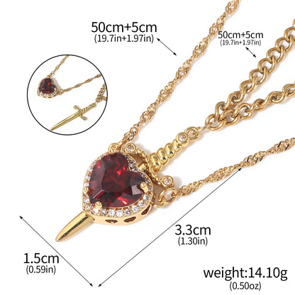 Heart-piercing Couple Necklace Love Dagger