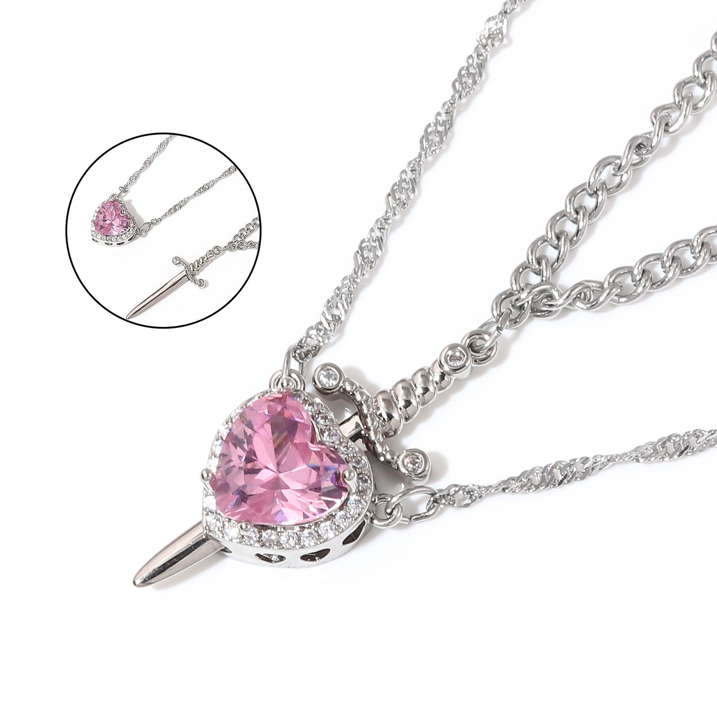 Heart-piercing Couple Necklace Love Dagger