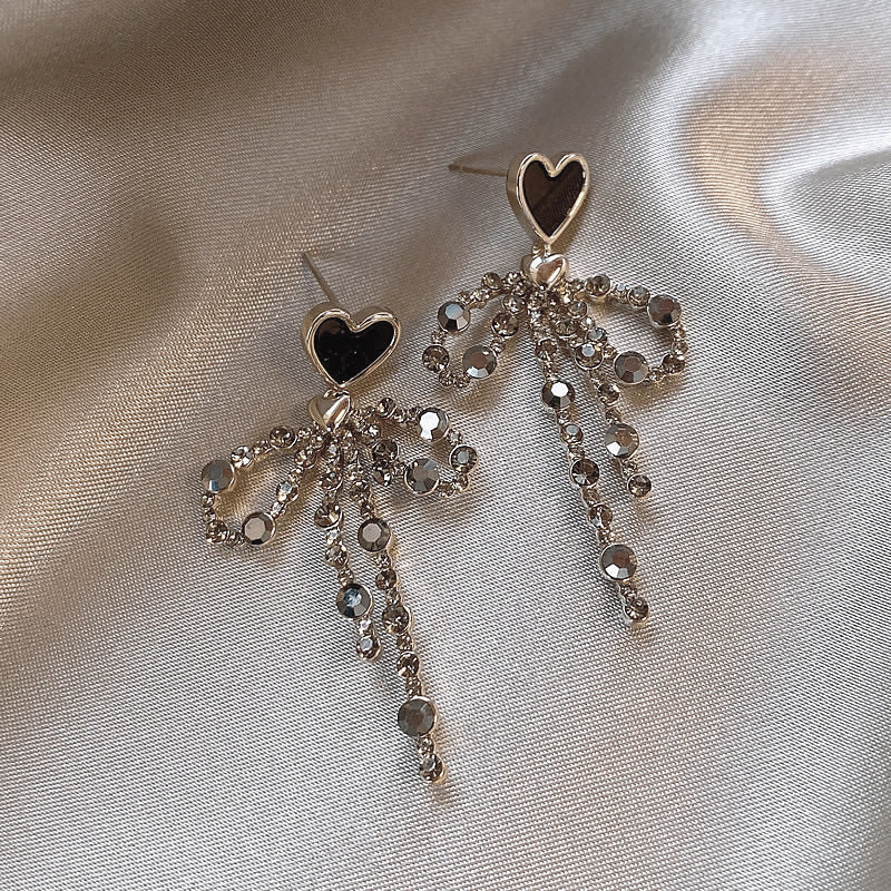 Love Heart Bow Tie Stud Earrings For Women