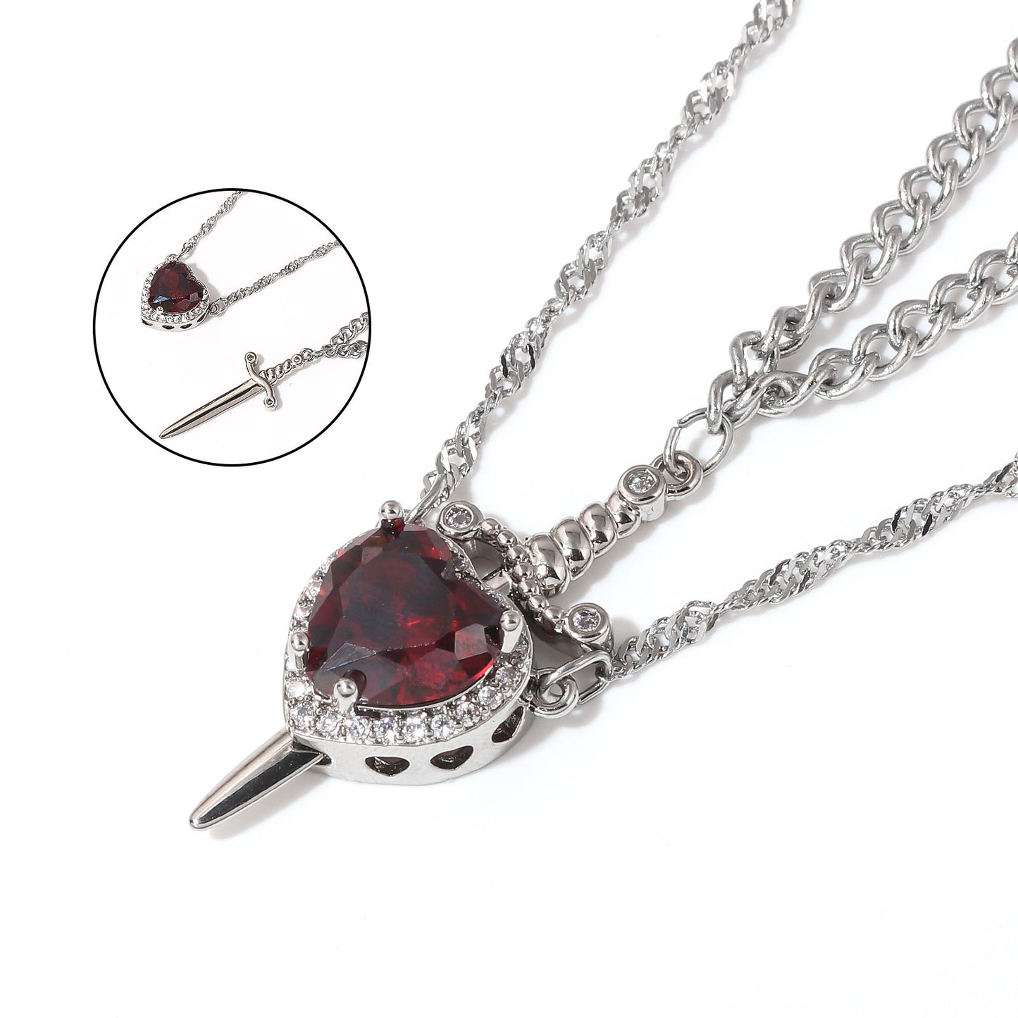 Heart-piercing Couple Necklace Love Dagger