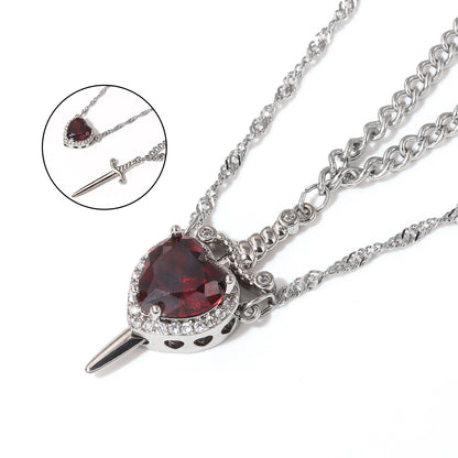 Heart-piercing Couple Necklace Love Dagger