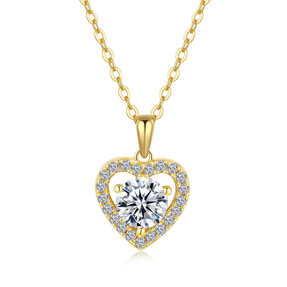 Heart Clavicle Chain Pendant Moissanite Ladies