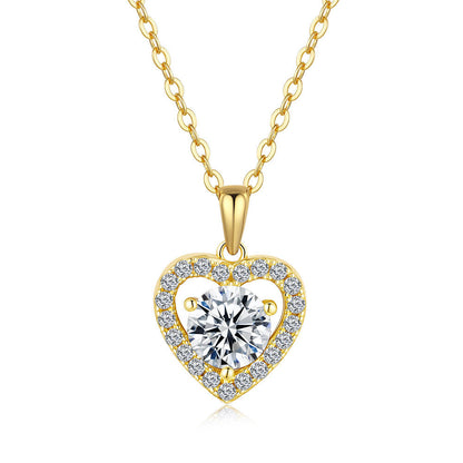 Heart Clavicle Chain Pendant Moissanite Ladies