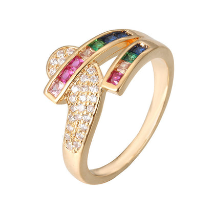 Minimalist Creative Colored Flowers Zircon Ring