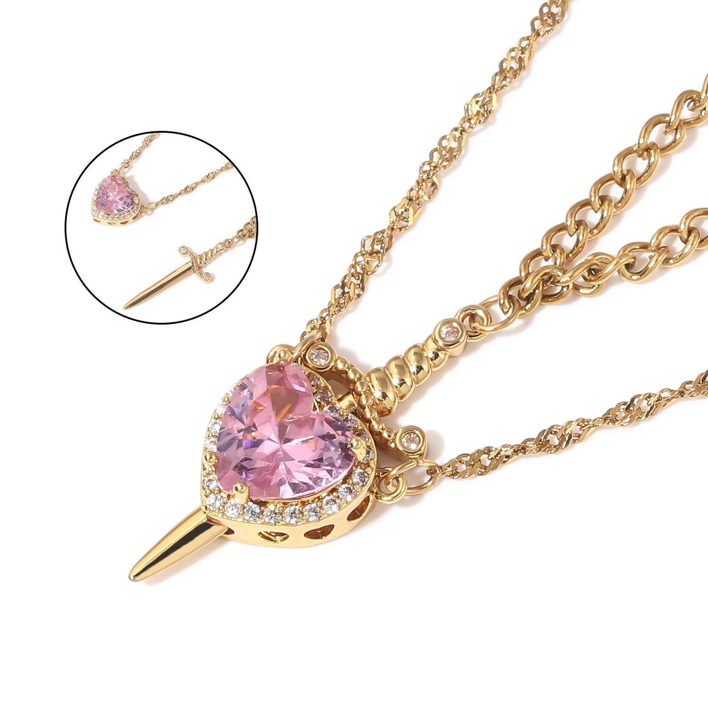 Heart-piercing Couple Necklace Love Dagger